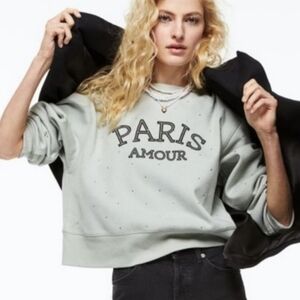 H&M Paris rhinestone pullover